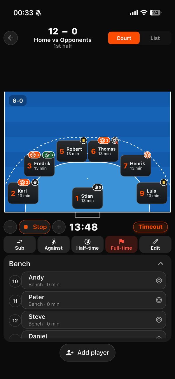 Screenshot of Sideline: Handball